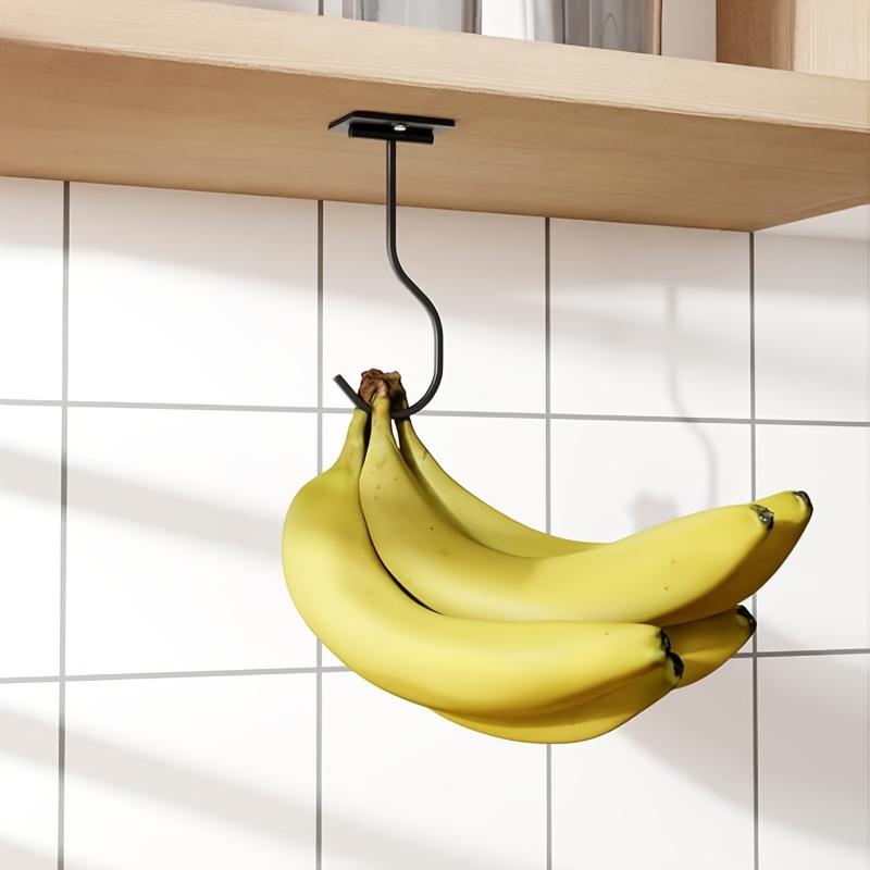 1Pc Black Cabinet Under Banana Hook Can Be Fixed With Screws Metal Multi-Purpose Hook Keep Bananas Fresh Simple Hook