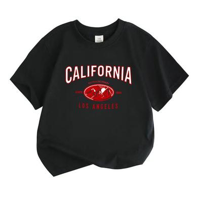 Kids Boys Girls 100% Cotton Crew Neck Short Sleeve T-Shirt, California Los Angeles Mountain Print Casual Summer Breathable Soft Tee for Children Daily