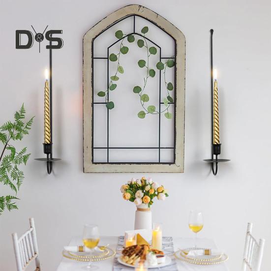 2 Pcs Metal Candle Holder Wall Decor Candle Sconce Holder Modern Wall Mount Tapered Candles Holders for Fireplace Living Room Farmhouse