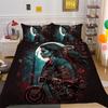 3D Beauty Skull Head Bedding Set Beauty Skull Head Motorcycle Pattern Quilt Cover Pillow Case 2/3 Pieces Microfiber Fabric Full Size Home Decoration