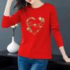 Spring and Autumn New Fashion Crew Neck T-Shirt Women's Top Long Sleeve Diamond Bottom Shirt