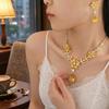 European Style Zircon Flower Tassel Necklace and Earrings Set