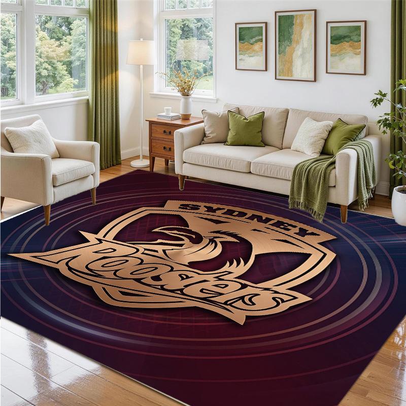 Sydney Roosters Design Crystal Velvet Rug Soft Decorative Mat for Bedroom Entrance