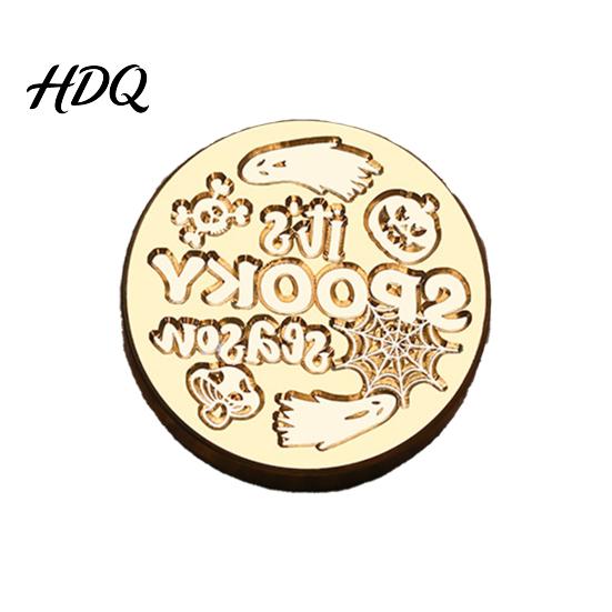 Creative Gift Packaging Halloween Themed Brass Wax Seal Stamp Head Pumpkin Ghost Witch Bat Engraved Head Replacement Sealing for Envelope Journal
