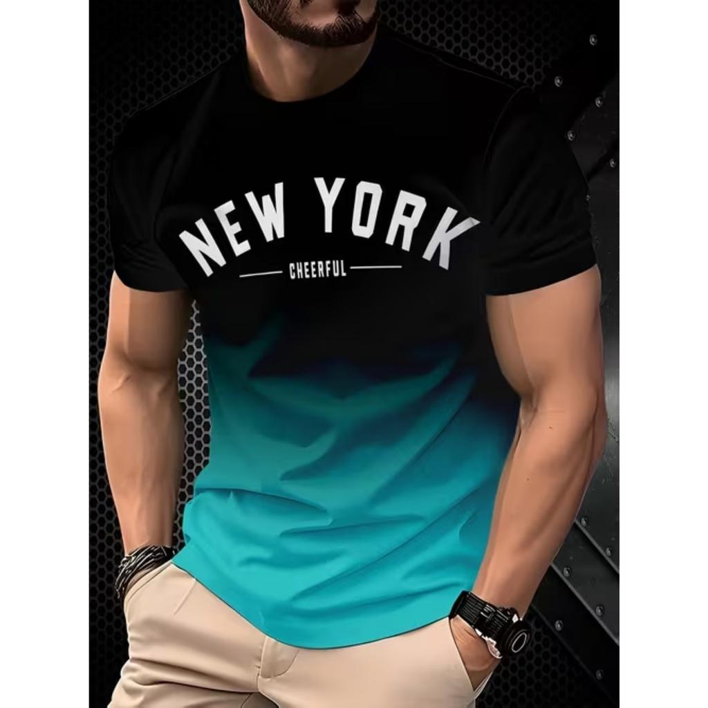 New Summer Men's Fashion T-shirt Personality Simple Pattern Printed Men's T-shirt Top