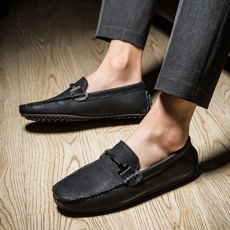 New Men's Genuine Leather Loafers Men Casual Summer Shoes Big Size 38-49 Brand Male Flat Slip on Shoes Driving Moccasins For Men