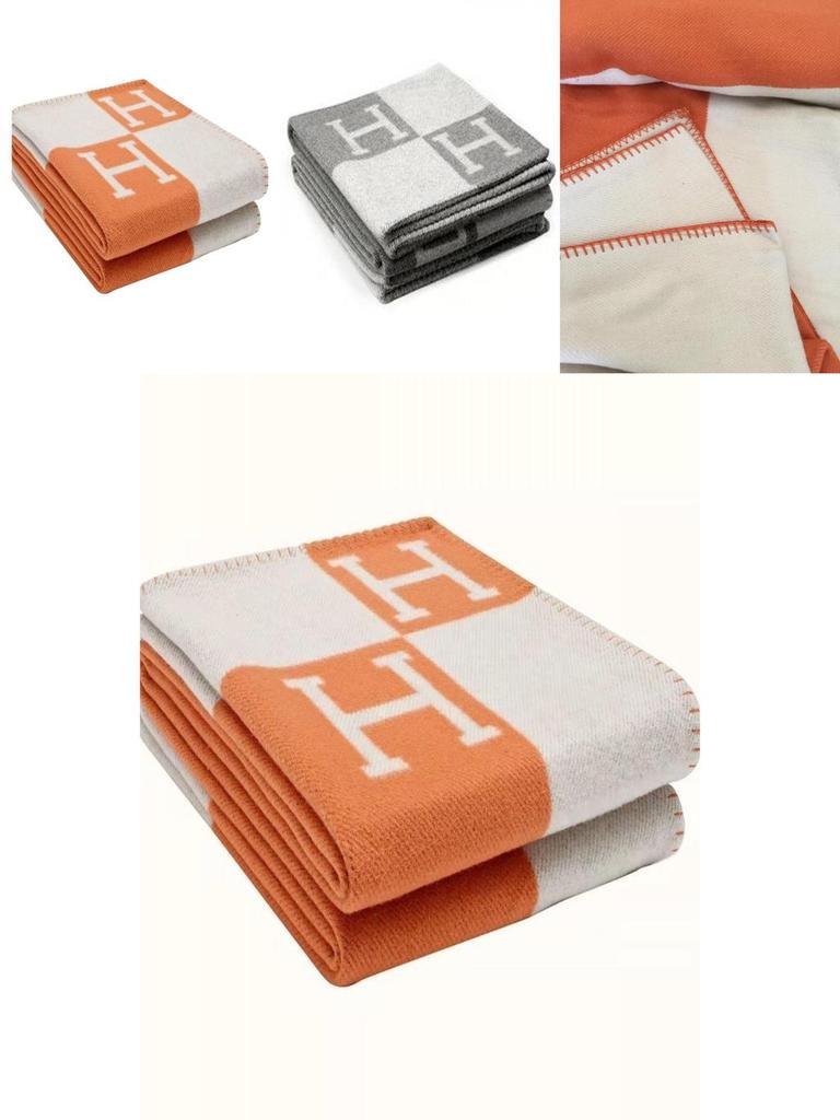 Luxurious Wool Cashmere Blanket Thick Warm Geometric Pattern Office Throw