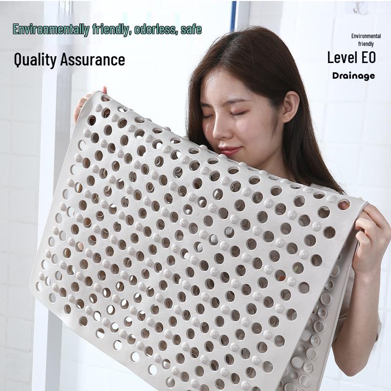 Eco-Friendly Anti-Slip Rectangle Bath Mat with Suction Cups and Large Holes for Foot Massage