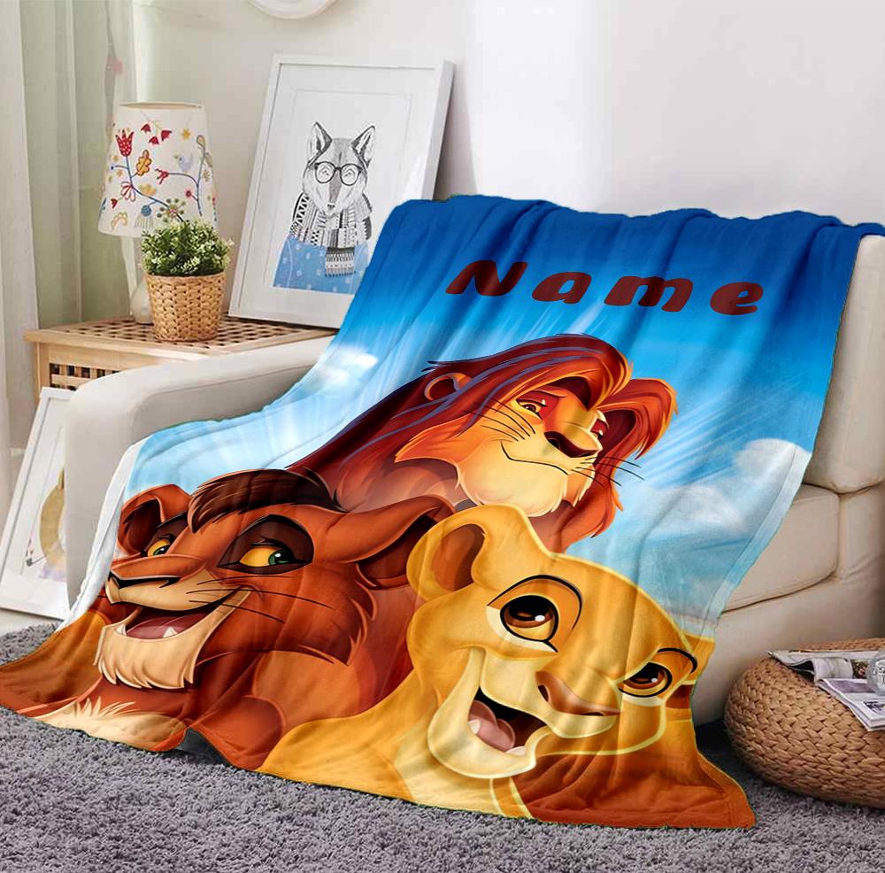 Custom Name Lion Cub Name Flannel Blanket Throw Blanket Soft Warm Sofa Bed home Decor Unique Gift