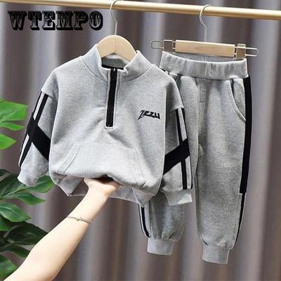 Terno de outono para meninos Terno esportivo para meninos Primavera Outono Versão coreana do suéter Outono e inverno Terno de duas peças