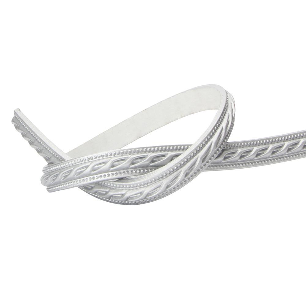 

12мм*6мм ПВХ Самоклеюча Стрічка-облямівка Імітація тиснення М яка лінія Рамка для фотографій Декоративна лінія для стін 1м Довжина срібний