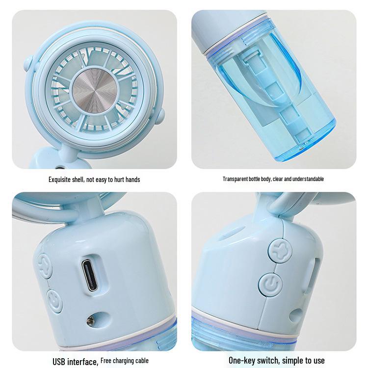 2026 USB Rechargeable Hydrating Spray Fan: Compact Desktop & Handheld Cooling for Dorms