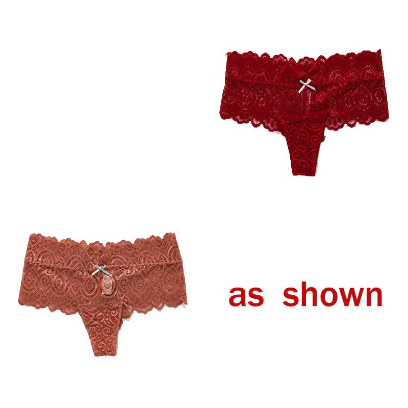 CINOON 2 sztuk/partia kobiety seksowne majtki koronkowe z kokardką niski wzrost pokusa bielizna damska G String przezroczysta bielizna hafty stringi Intimates