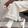 Bílé kalhoty se širokými nohavicemi pro ženy, podzimní a zimní novinka s vysokým pasem, splývavé, špičkové, ležérní, rovné, úzké vlněné banánové kalhoty