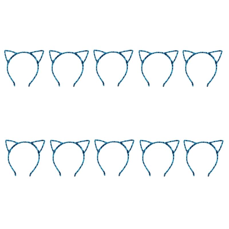 10Pieces Cats Ear Hairhoop Hair Styling Ornament Bendable Hairband For Kids Adults Theme Parties And Everyday Wear