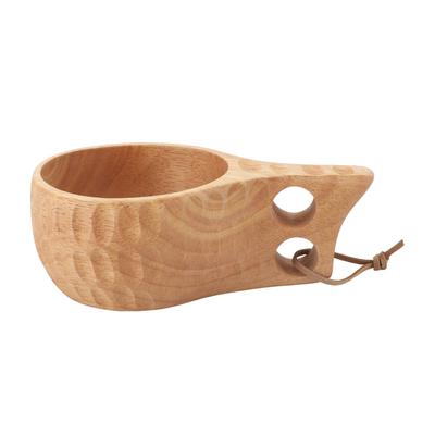 350ML Holzbecher mit Henkel Tragbarer Multifunktionaler Holzbecher Trinkbecher für Kaffee Tee Milch Getränke Helles Holz