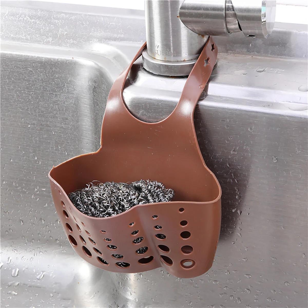 

Adjustable Sink Drain Basket Plastic Bag Organizer for Kitchen Accessories Soap Sponge Hanging Storage Useful Things