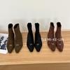 Korean Version Suede Belt Buckle Temperament Thin Boots Women's 2025 New Autumn and Winter Kitten Heel and Ankle Boots Retro Short Boots