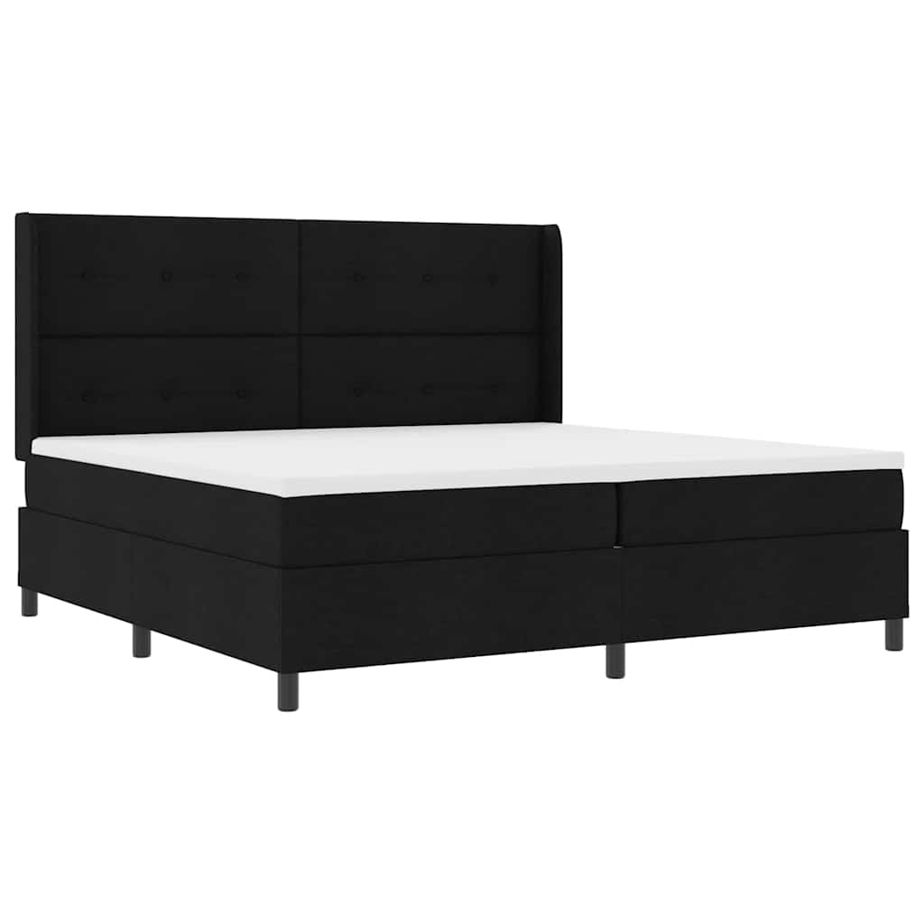 Box Spring Bed with Pillows Black 200 x 200 cm Fabric