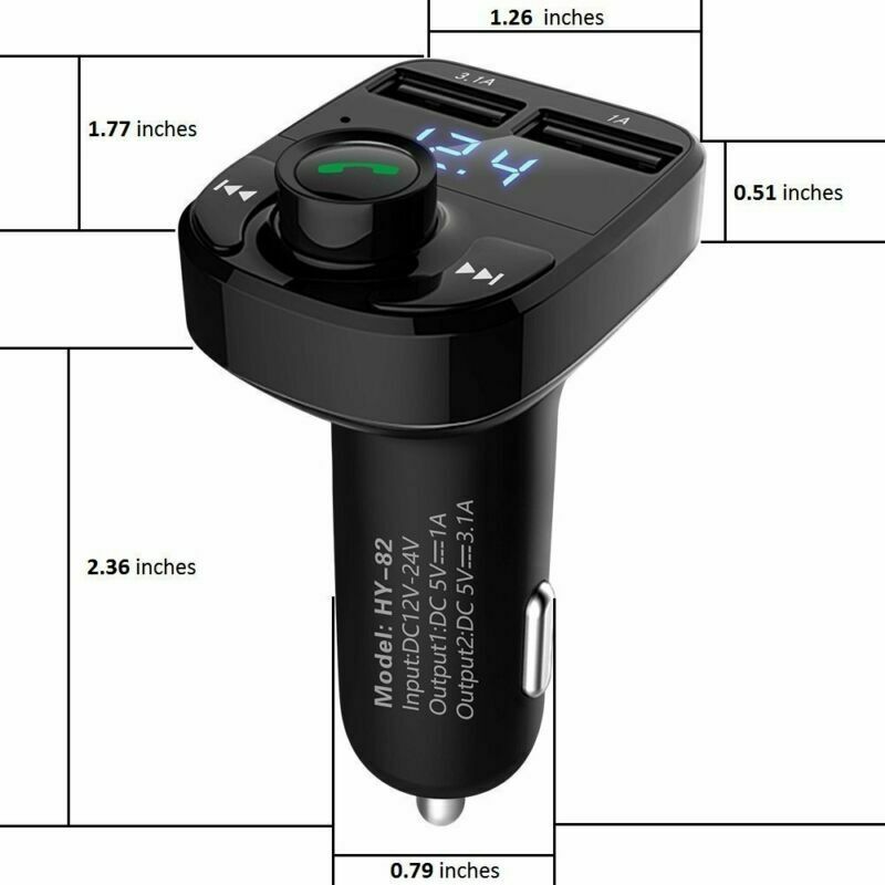 Car Dual USB Port Charger Handsfree Bluetooth FM Transmitter Music Adapter 3.1A