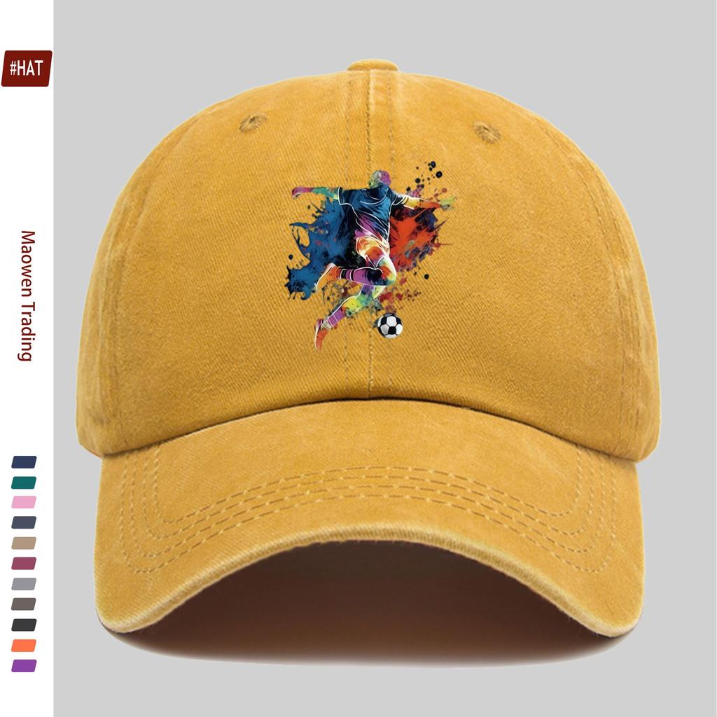 pc pcs Football Player Print Trucker Cap  Adjustable Buckle Strap Washed Vintage Baseball Hat Suitable for Men  Women Light