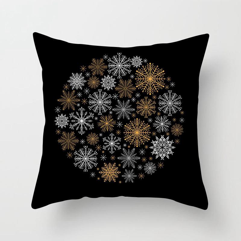New Year Christmas Snowflake Elk Print Cushion Cover Home Living Room Sofa Decoration Square Polyester Pillow Cover