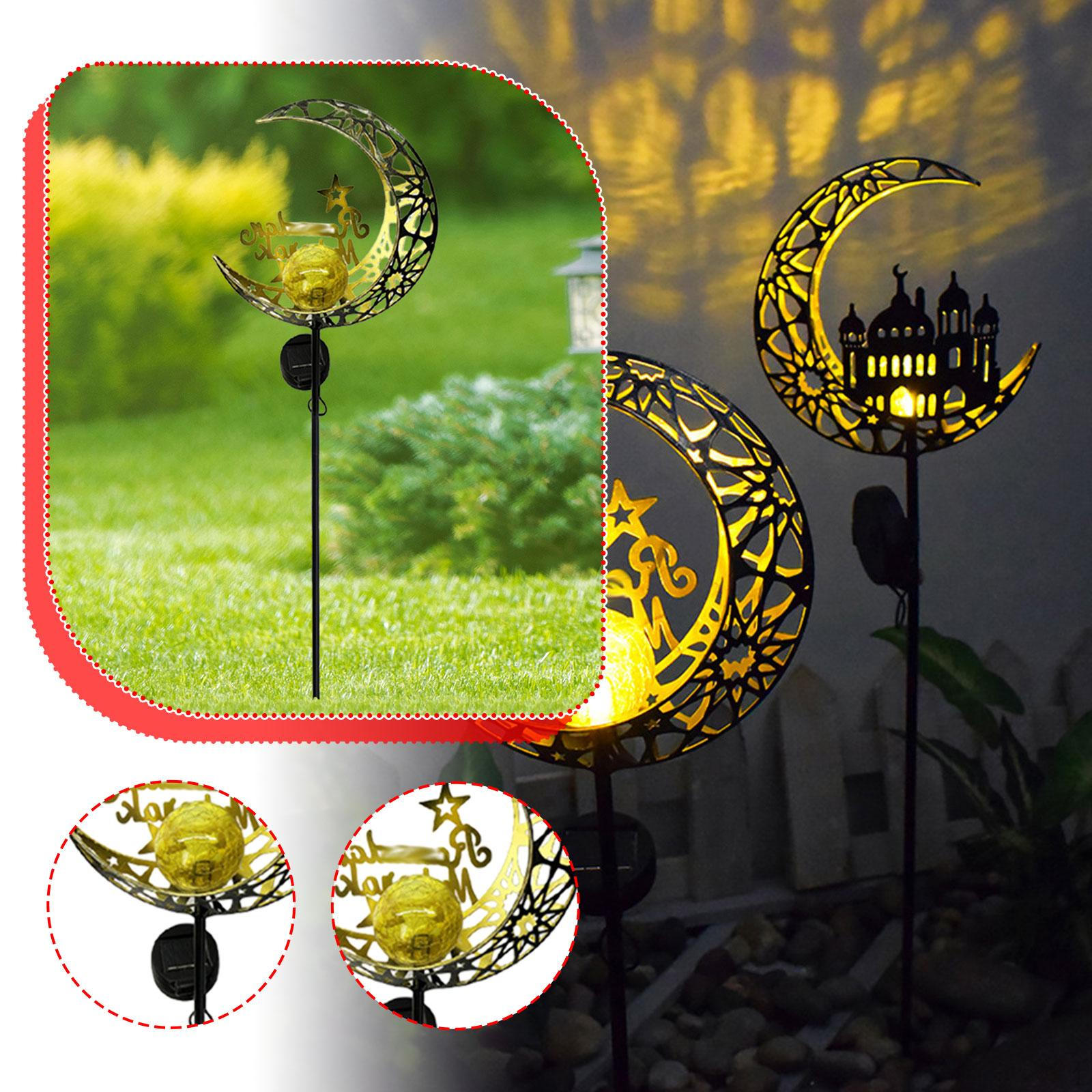 

Солнечный садовый столбик, светильник, железная художественная скульптура, украшение на Рамадан, Ид Мубарак, металл, декоративные элементы для улицы Letters