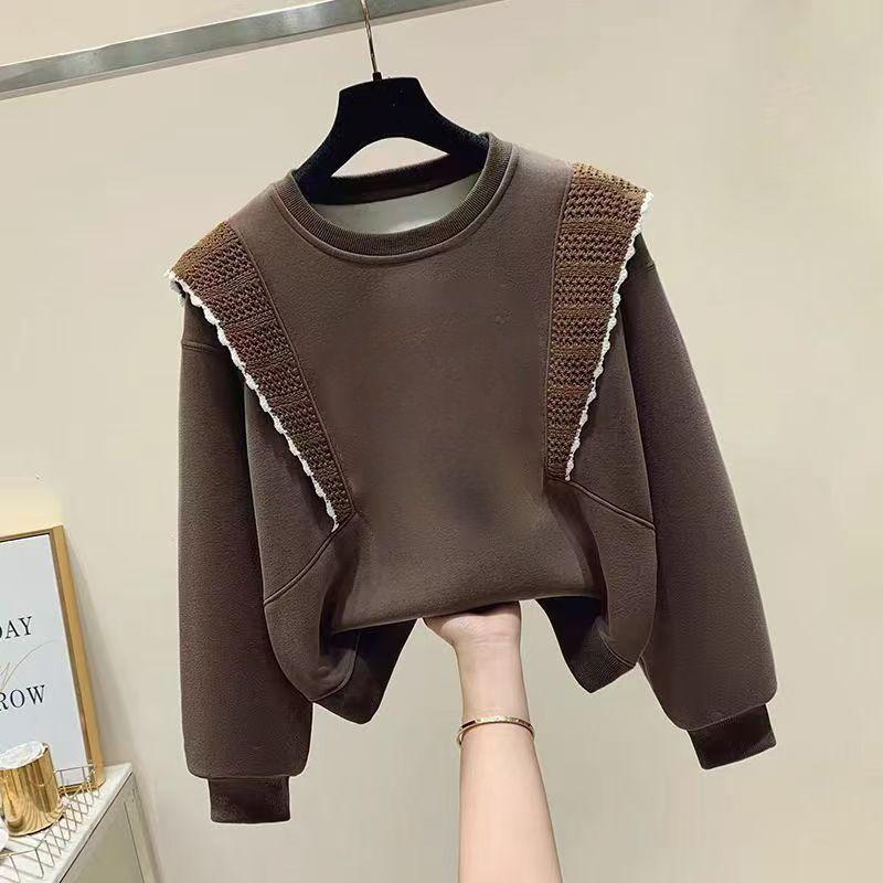 

Girls Fashionable Ruffled Sweatshirt Spring and Autumn Children s Loose Long-sleeved Coat 160