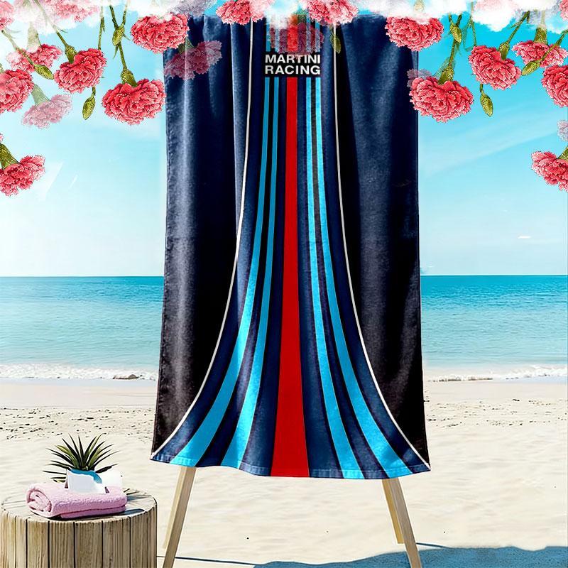 Martini Racing Print Strandtuch, Großes Weiches Schnelltrocknendes Handtuch für Strand Camping Schwimmen