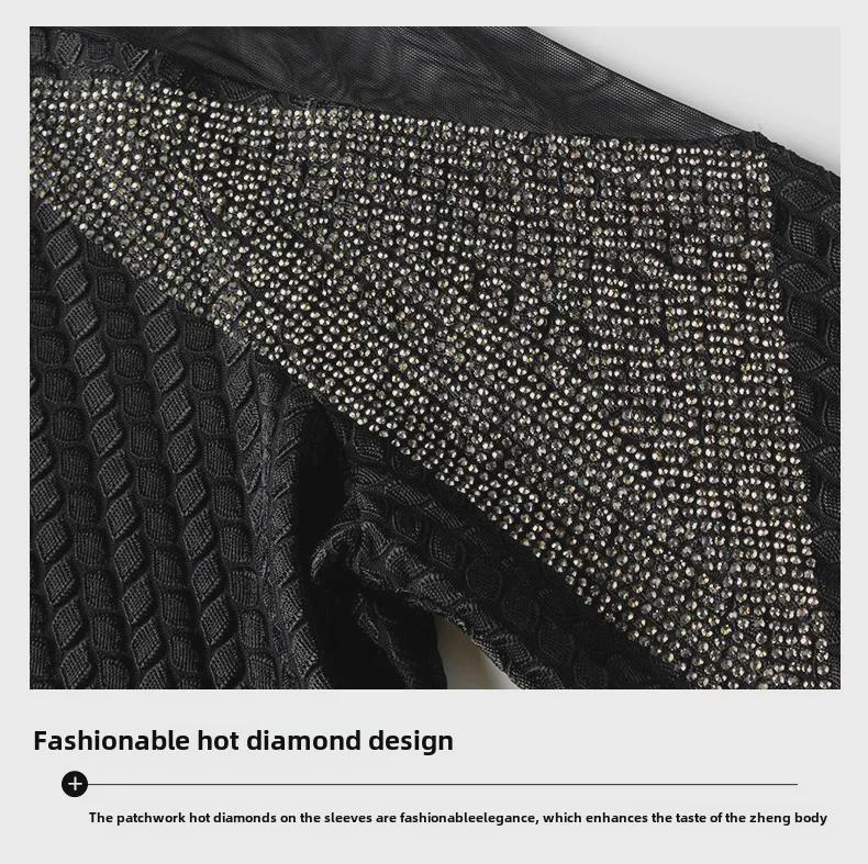 Top cu mâneci lungi din tricot plasă pentru femei Aiyimaiyi, gât rotund - Toamnă/Iarnă 2023