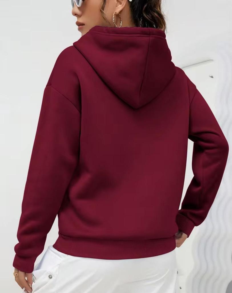 Autumn/Winter Women's Loose Slimming Casual Solid Color Sweatshirt - Trendy Fashion Top