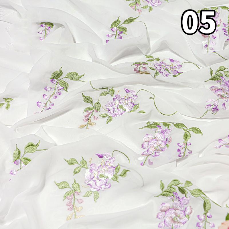 50X150Cm Chinese Style Embroidery Wisteria Fabric Gradient Edges Designer Fabric Diy Sewing Hanfu Dress Doll Costume Cloth