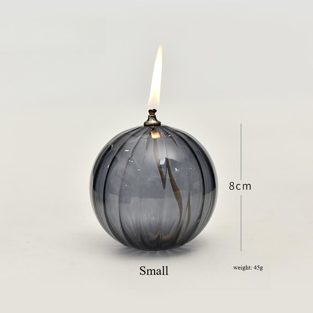 Set of 3 Modern Simple Striped Refillable Glass Oil Lamps Refillable Glass Lantern Nordic Style Home Decoration Accessories