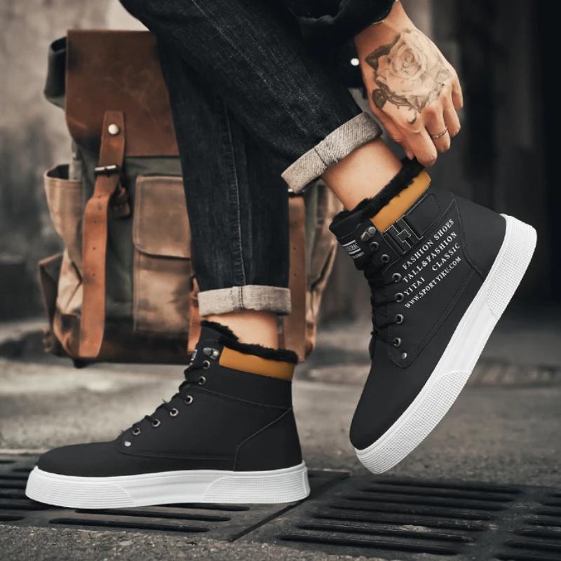 2025 New Men's Boots Winter Plush Men's Snow Boots Fashion High-Quality Casual Sports Shoes Outdoor Waterproof Men's Ankle Boots