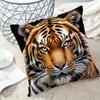 1Pc Tiger Staring Majestic Printed Throw Pillow Cover, Suitable For Sofa, Bedroom, Living Room, Cool Gift For Big Cat Lovers.