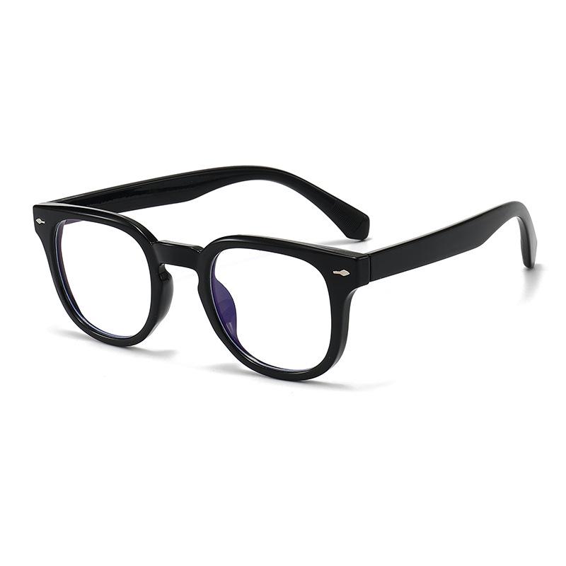 Korean Style Photochromic Square Frame Sunglasses - Retro Unisex Black with Myopia Option Blue Light Blocking
