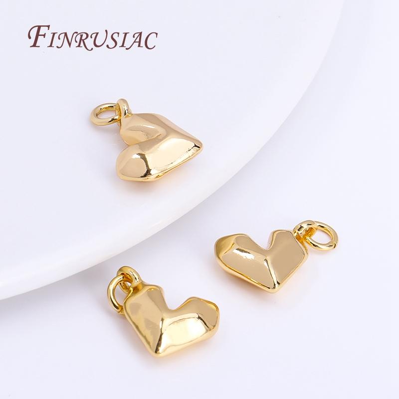 14x12mm 18K Gold Color Plated Brass Heart Charms Pendants For Necklace Making,Trendy Charms DIY Jewelry Findings Accessories