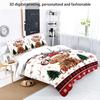 3-teiliges Weihnachten Highland Kuh Druck Kernloses Feiertags-Bettwäscheset Weich Bequem Schlafzimmer Wohnheim Mehrere Größen Maschinenwaschbar
