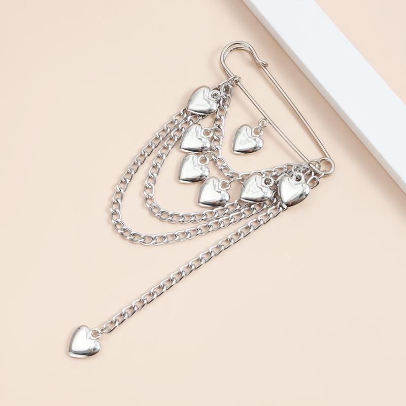 Heart Pants Chain Brooch Exquisite Fish Pearl Brooch Vintage Multi-Layer Tassel Pin Versatile Women's Clothing Accessories Gift