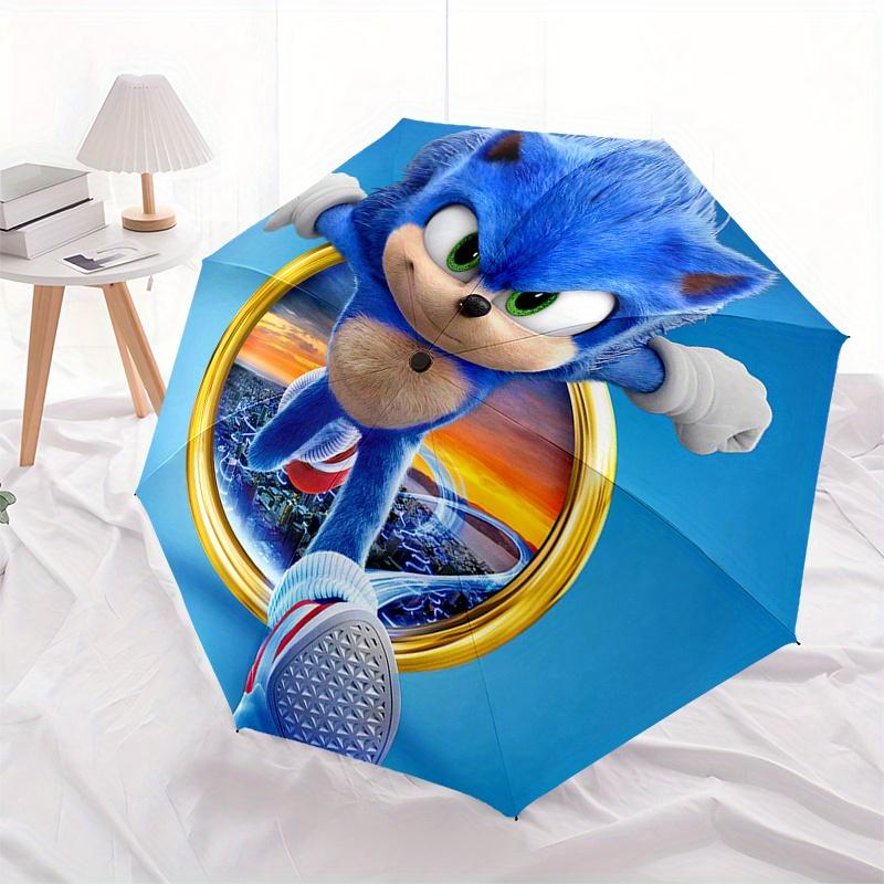 Sonic The Hedgehog Art Decal Umbrella, Portable 3 Fold Compact Umbrella for Men & Women,S42