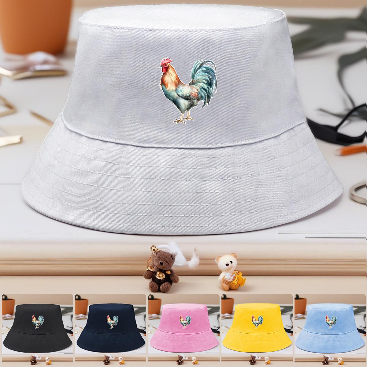 

Bucket Hat With Lifelike Rooster Print , Animal Women s Hat Sun Protection Unisex Casual Basin Cap as the picture жовтий