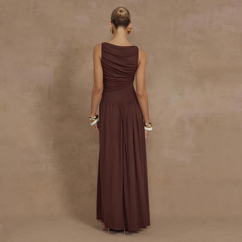 Elegant Solid Color Sleeveless Summer Dress - European & American Style