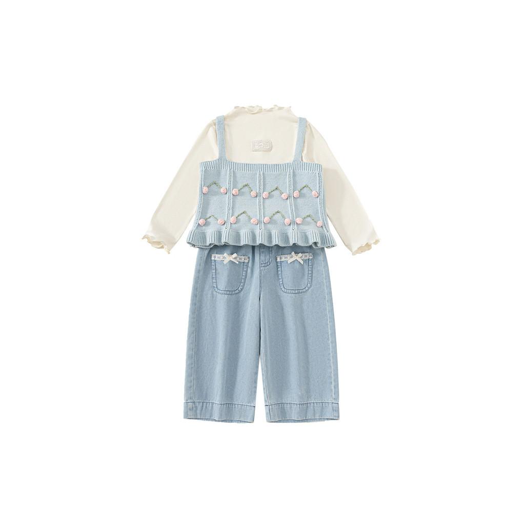 

Girl Spring Cotton Long Sleeve Threepiece Suit For Kids Age 3 To 8 140cm