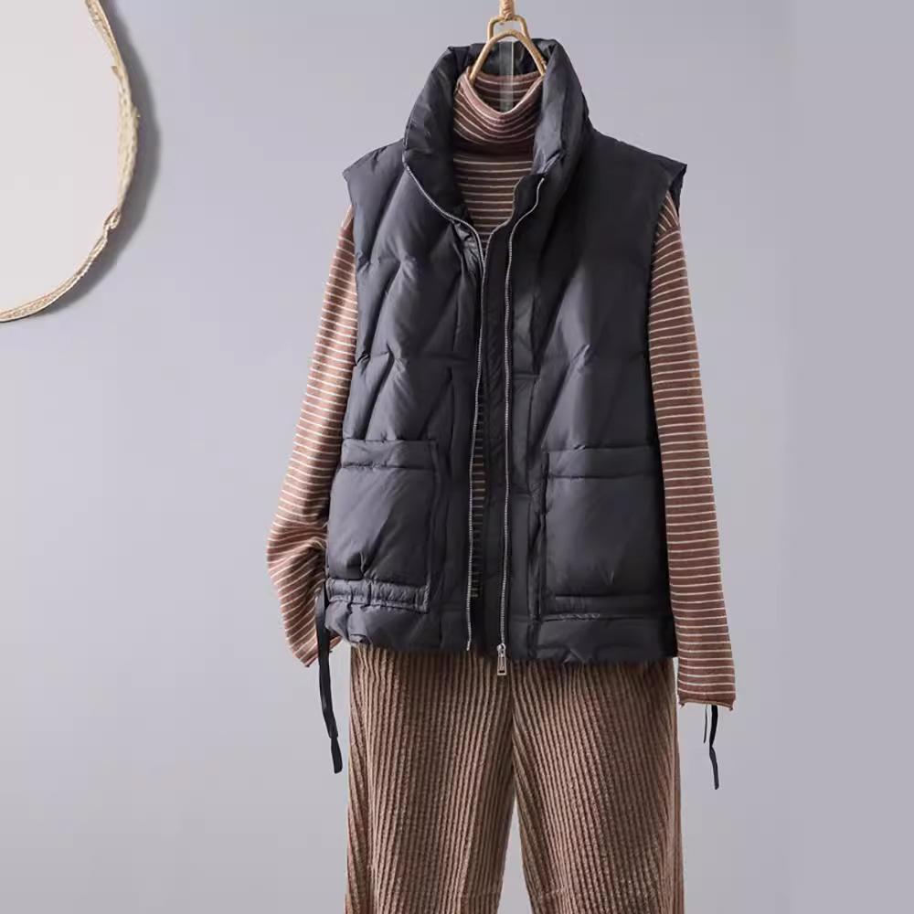 Autumn and winter new stand-up collar white duck down light down jacket vest women's casual solid color vest vest jacket tide