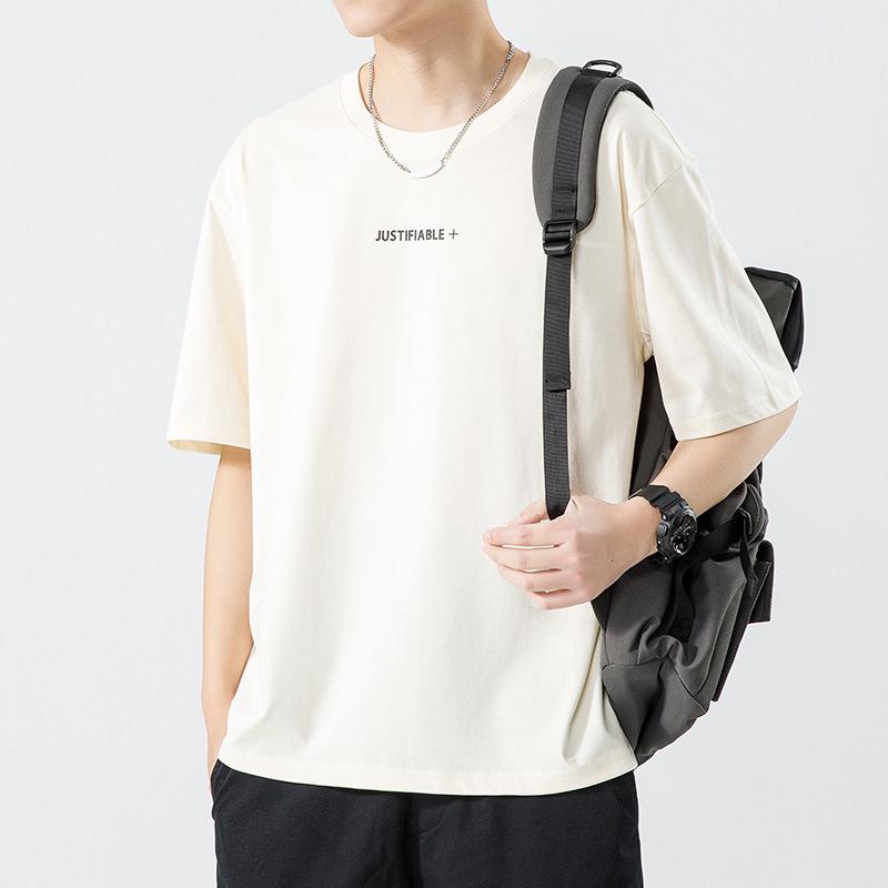 

Мужская модная свободная летняя футболка с буквенным принтом Kunhai Pengyun 3XL бежевый