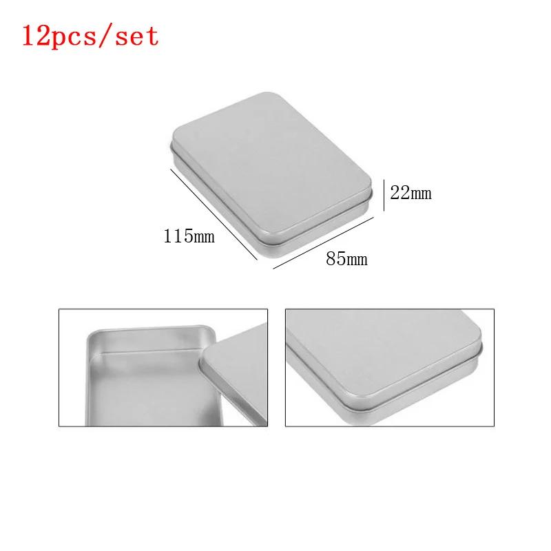 10/12pcs Small Rectangular Storage Boxes With Clear Window Mini Sealed Tin Jar Jewelry Candy Gift Box Home Storage Organizer
