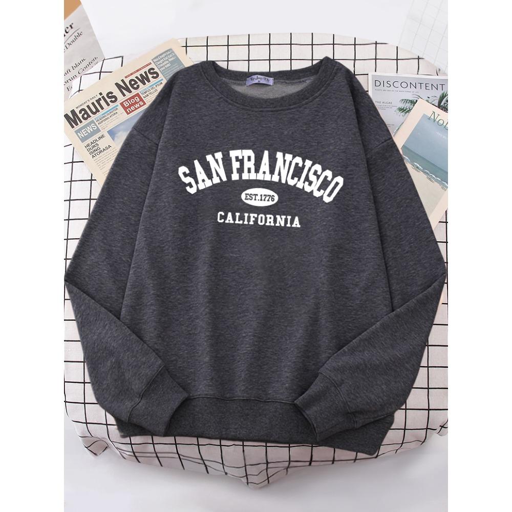 

Sanfrancisco Est.1776 California Letter Street Толстовки Женская уличная толстовка с капюшоном Хипстерская толстовка оверсайз Универсальный топ в стиле хип-хоп S