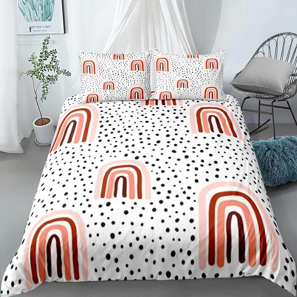 Rainbow Duvet Cover Purple Sky for Girls Women Romantic Gifts Clouds Cartoon Style Quilt Cover Bedroom Decorations Queen Size