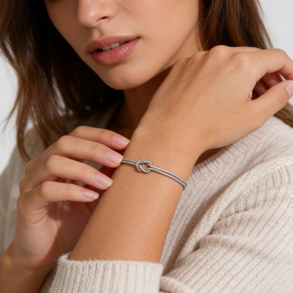 Braccialetti per Coppia in Acciaio Inossidabile Colore Oro Nero Catena Doppia a Serpente Nodi d'Amore Braccialetti Donna Uomo Gioielli Minimalisti Regalo