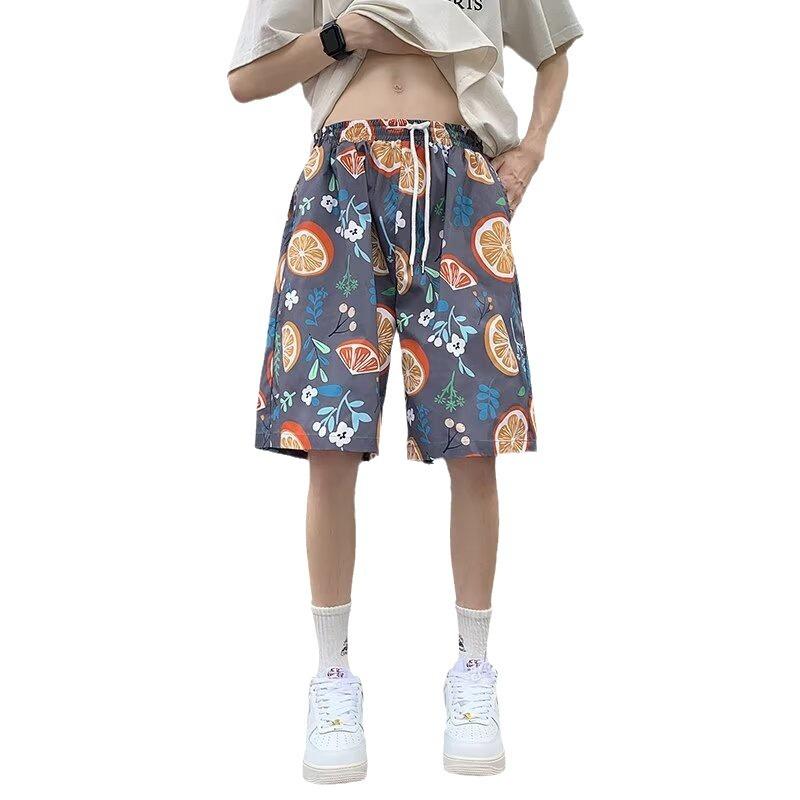 Casual Shorts Men's Summer Trendy Brand Loose Personality Versatile Student Drawstring Straight Five-point Medium Pants